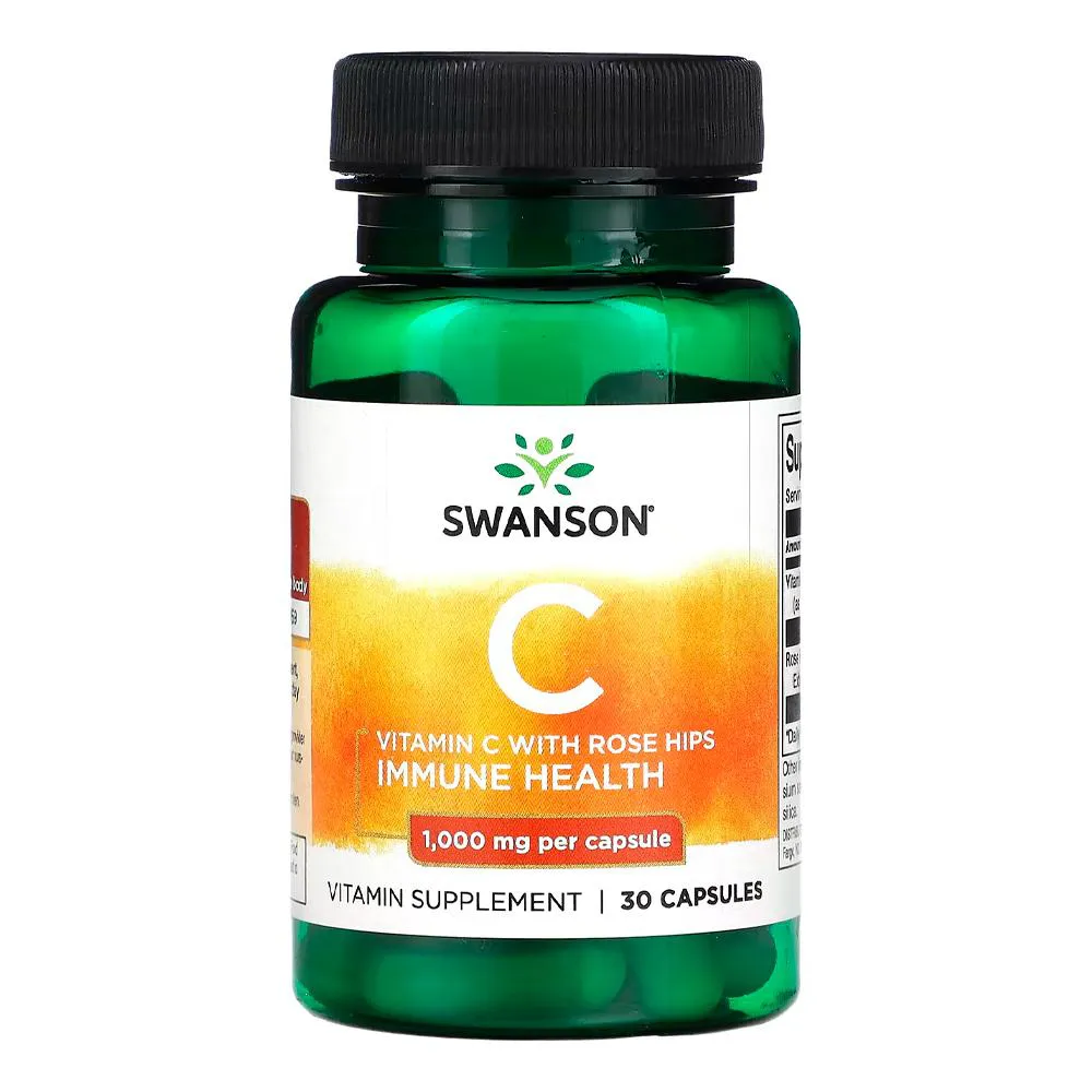 Vitamina C-1000 e Rosa Mosqueta Swanson 30Caps Importado