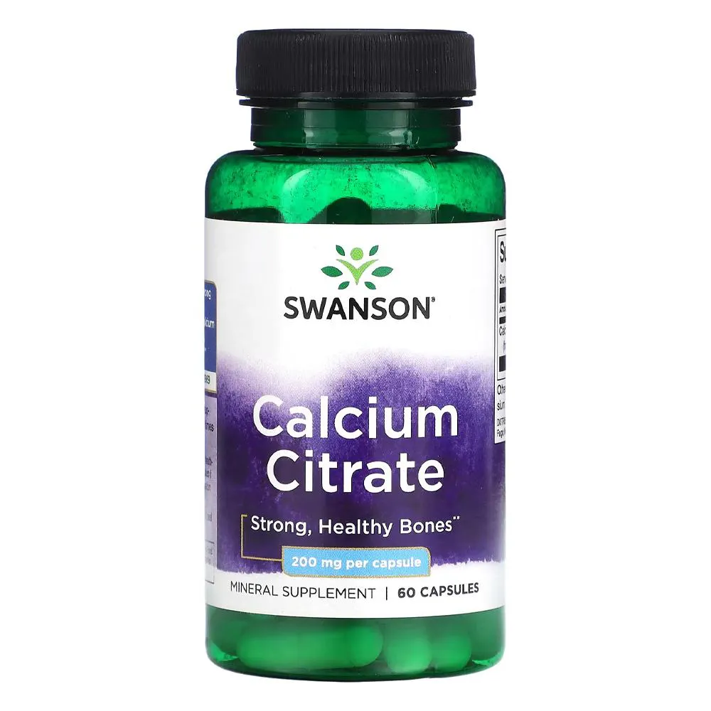 Citrato de Cálcio 200mg Swanson 60 Cápsulas Importado