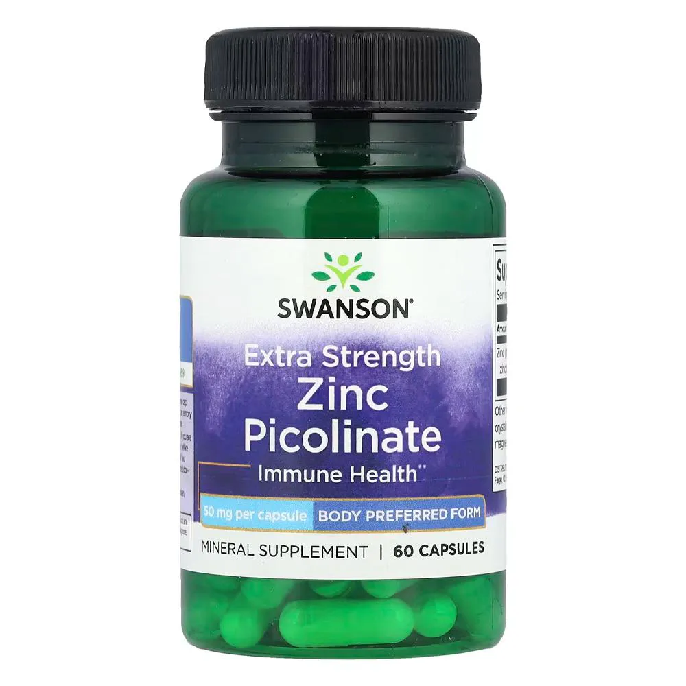 Picolinato de Zinco 50mg Swanson 60 Cápsulas Importado