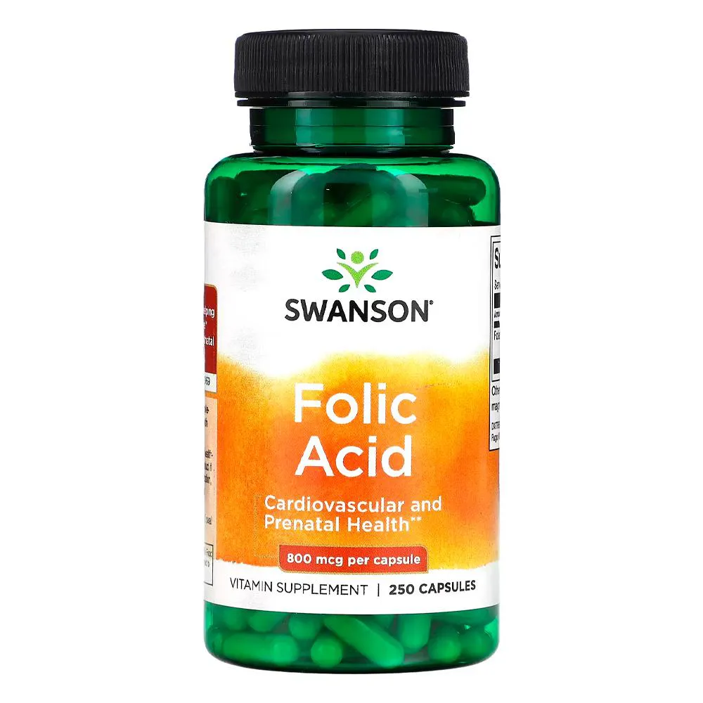 Ácido Fólico 800mcg Swanson 250 Cápsulas Importado