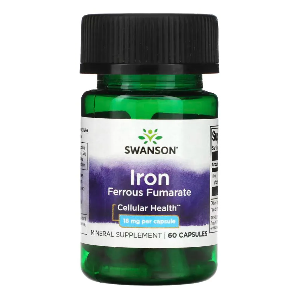 Ferro Fumarato Ferroso 18mg Swanson 60 Caps Importado