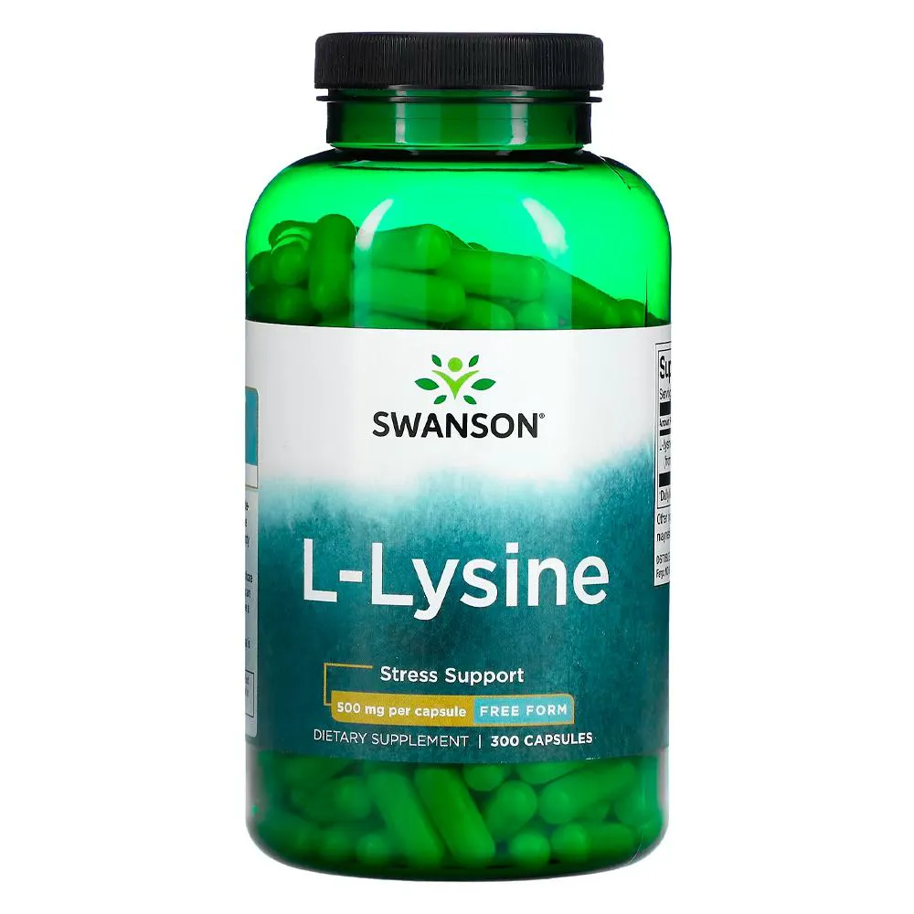 L-Lisina 500mg Swanson Free Form 300 Caps Importado