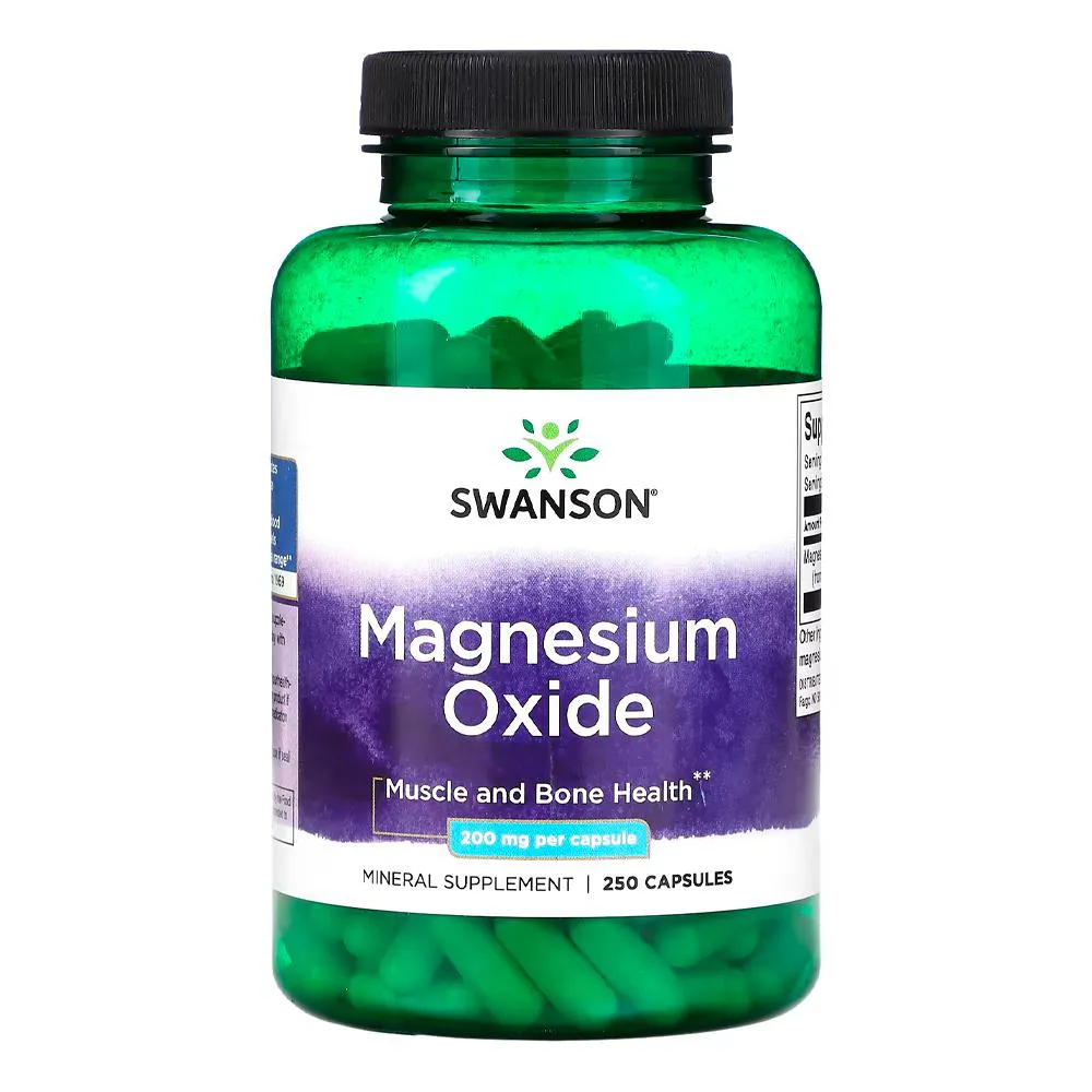 Óxido de Magnésio 200mg Swanson 250 Cápsulas Importado
