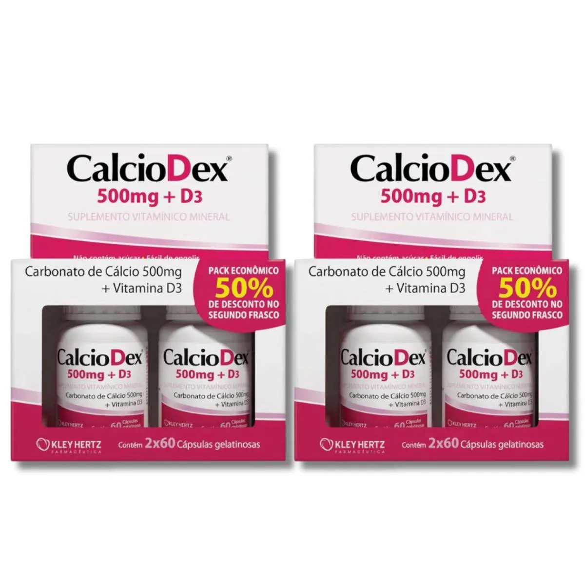 Kit C2 Suplemento Calciodex 500mg + D3 - Hertz