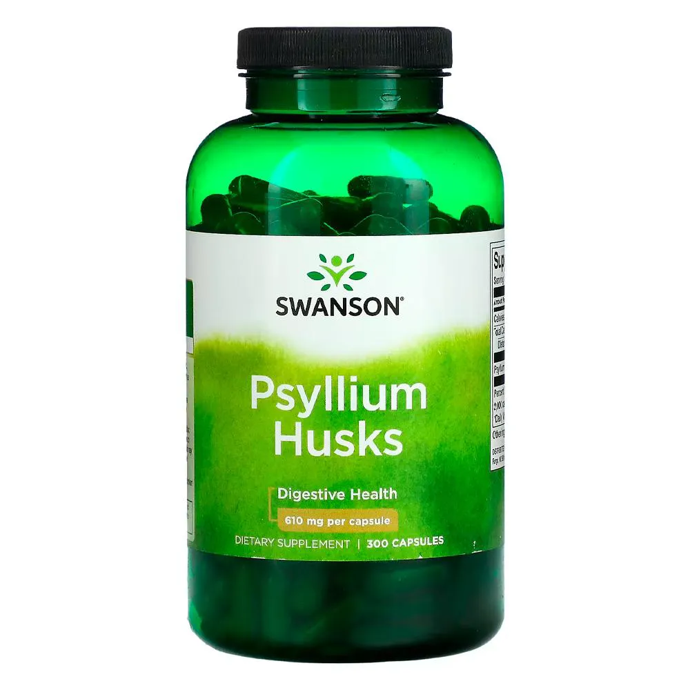Cascas de Psyllium 610mg Swanson 300 Cápsulas Importado