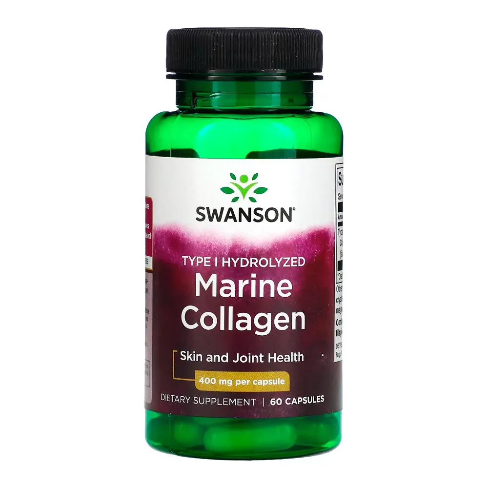 Colágeno Peixe Hidrolisado Swanson 60 Cápsulas Importado