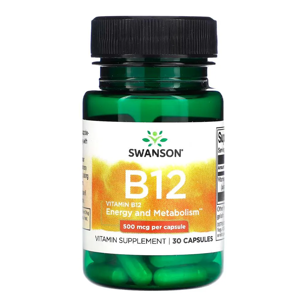 Vitamina B12 500mcg Swanson 30 Cápsulas Importado