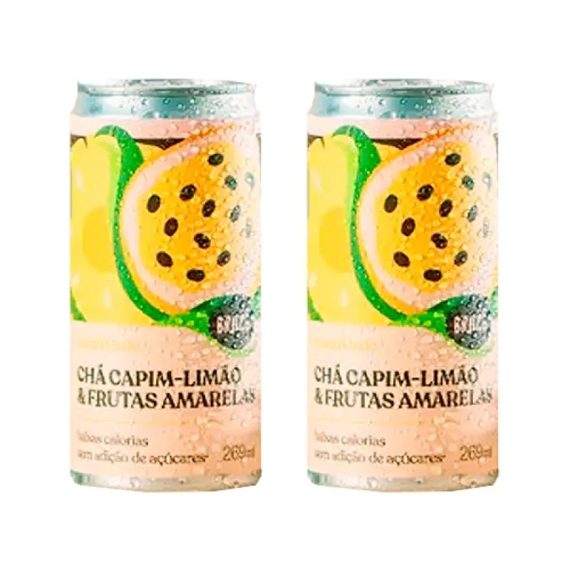 Kit 2x: Chá de Capim Limão com Frutas Amarelas Gaseificado Brazô 269ml