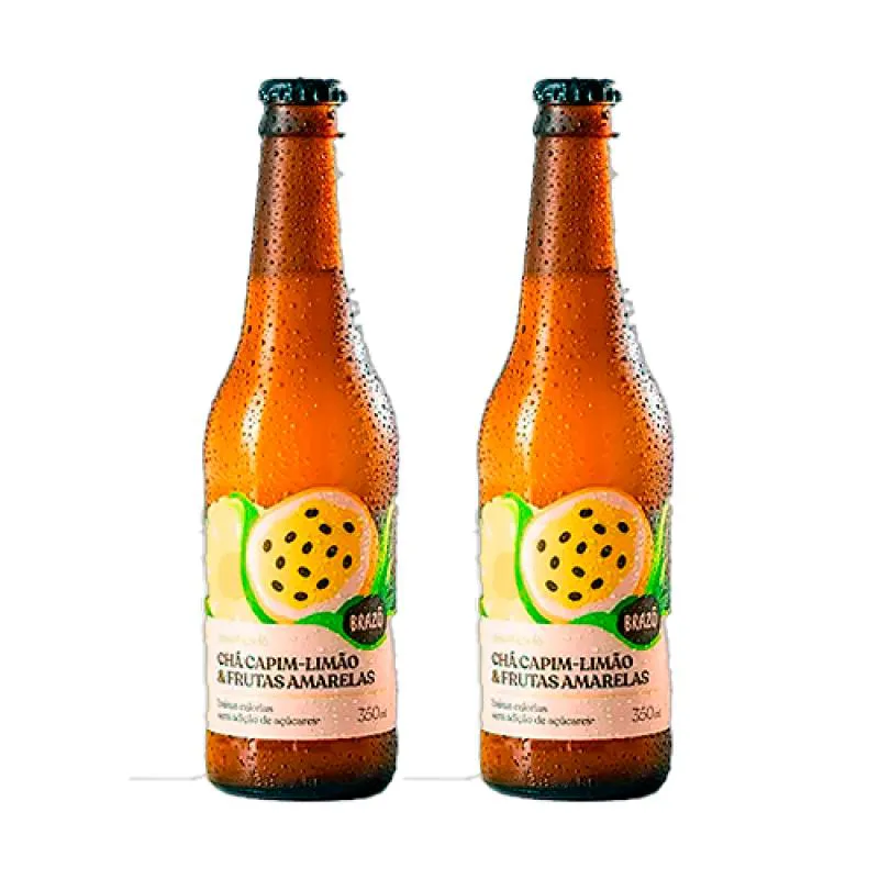Kit 2x: Chá de Capim Limão com Frutas Amarelas Gaseificado Brazô 350ml
