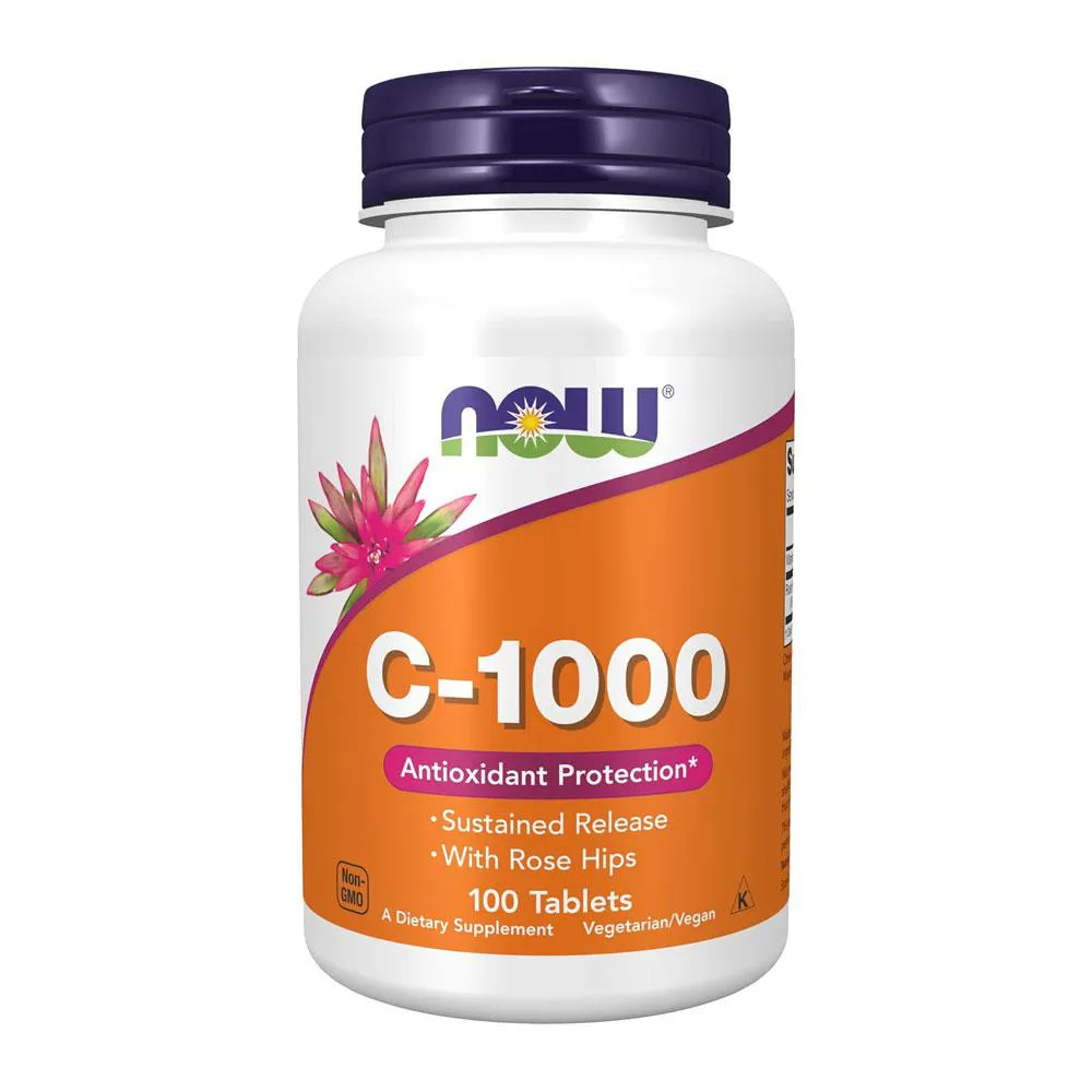 Vitamina C 1000mg e Rosa Mosqueta Now Foods 100Tab Importado