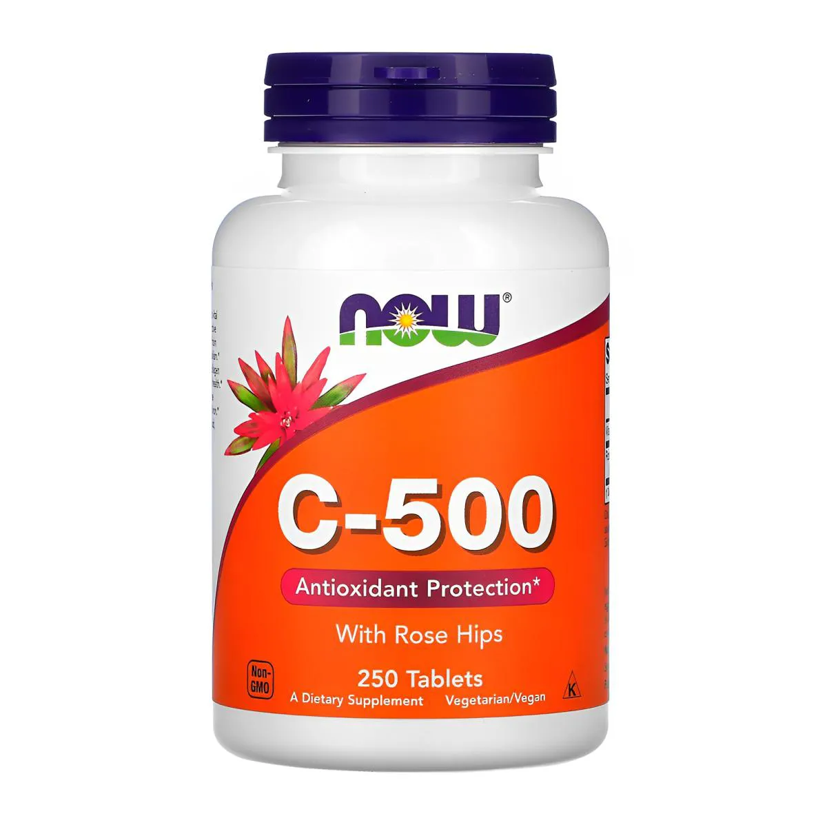 Vitamina C 500mg e Rosa Mosqueta Now Foods 250Tabs Importado
