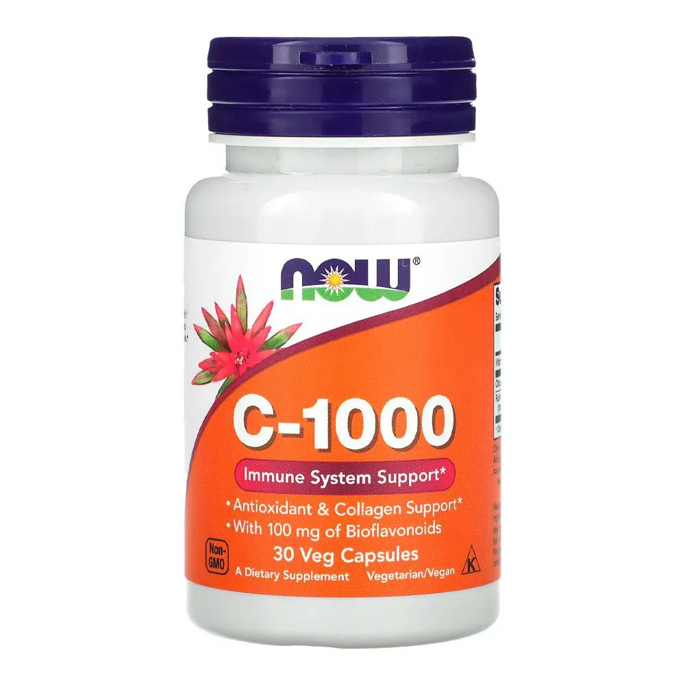 Vitamina C-1000 Now Foods 30 Veg Cápsulas Importado