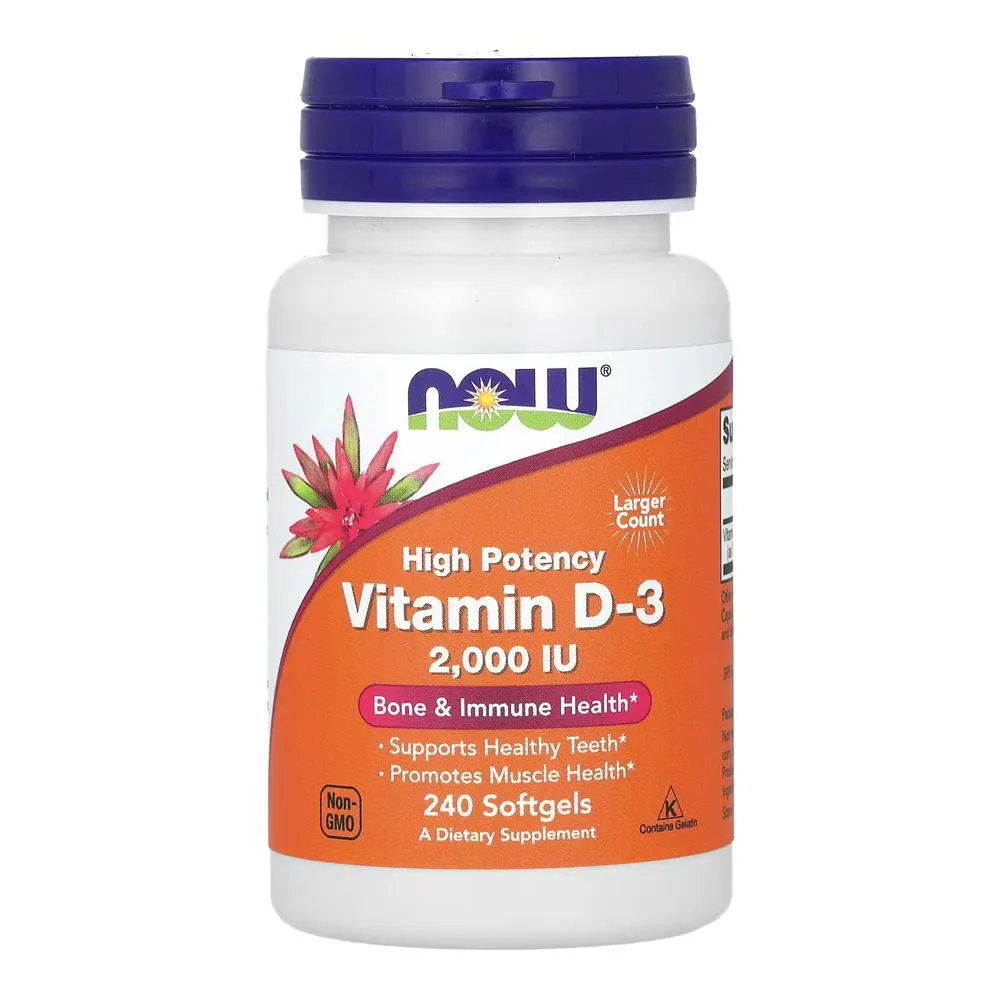 Vitamina D3 2000 IU Now Foods 240Sof Importado
