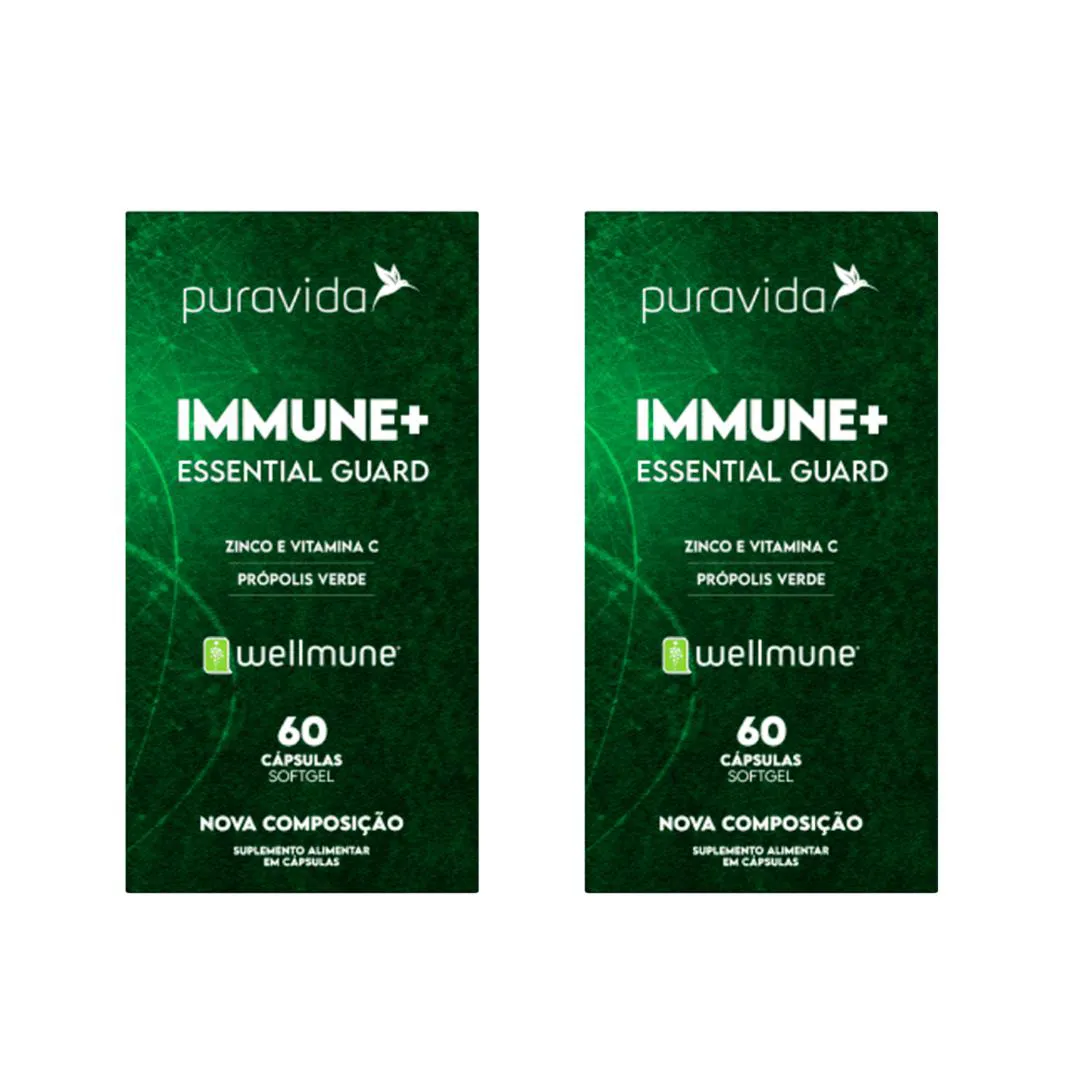 Kit 2 Immune+ Essential Guard Imunidade - 60 cápsulas - Puravida