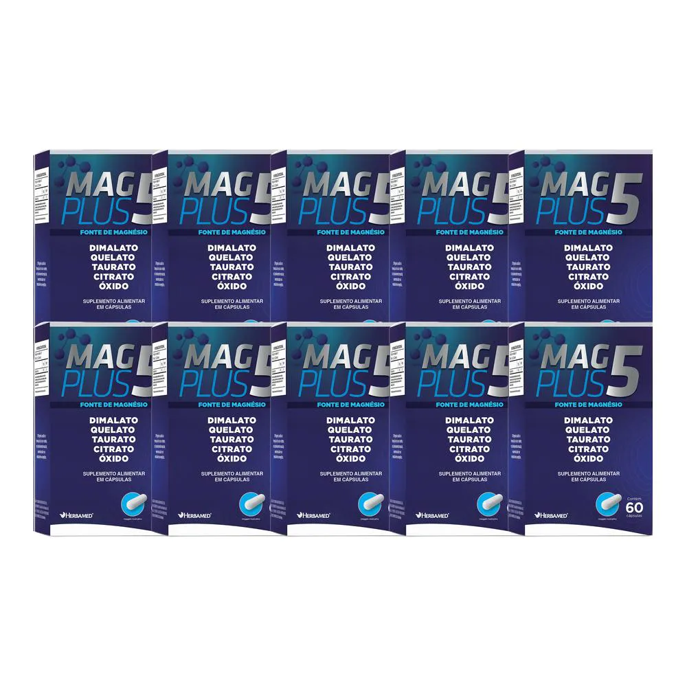 Kit 10x Vitamina Magplus 5 60 Cps - Herbamed