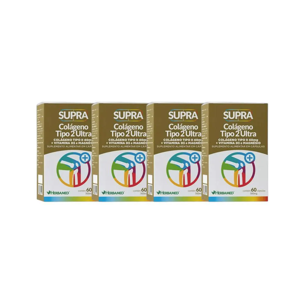 KIT 4X VITAMINA SUPRA COLáGENO TIPO II 40MG 60 CPS - HERBAMED
