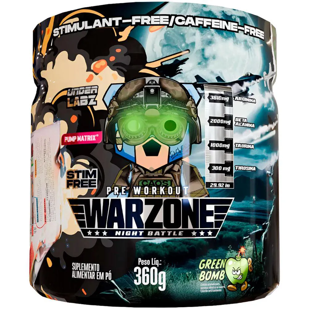PRE TREINO WARZONE NIGTH BATTLE GREEN BOMB SEM CAFEíNA (360G) - UNDER LABZ