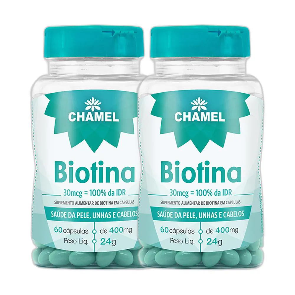 Kit 2x Vitamina Biotina 60 cápsulas 400mg - Chamel