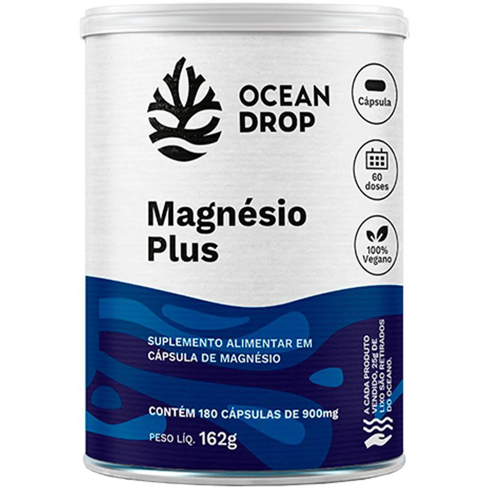 Magnésio Plus Vegano - 4 Tipos de Magnésio (180 Capsulas) - Ocean Drop