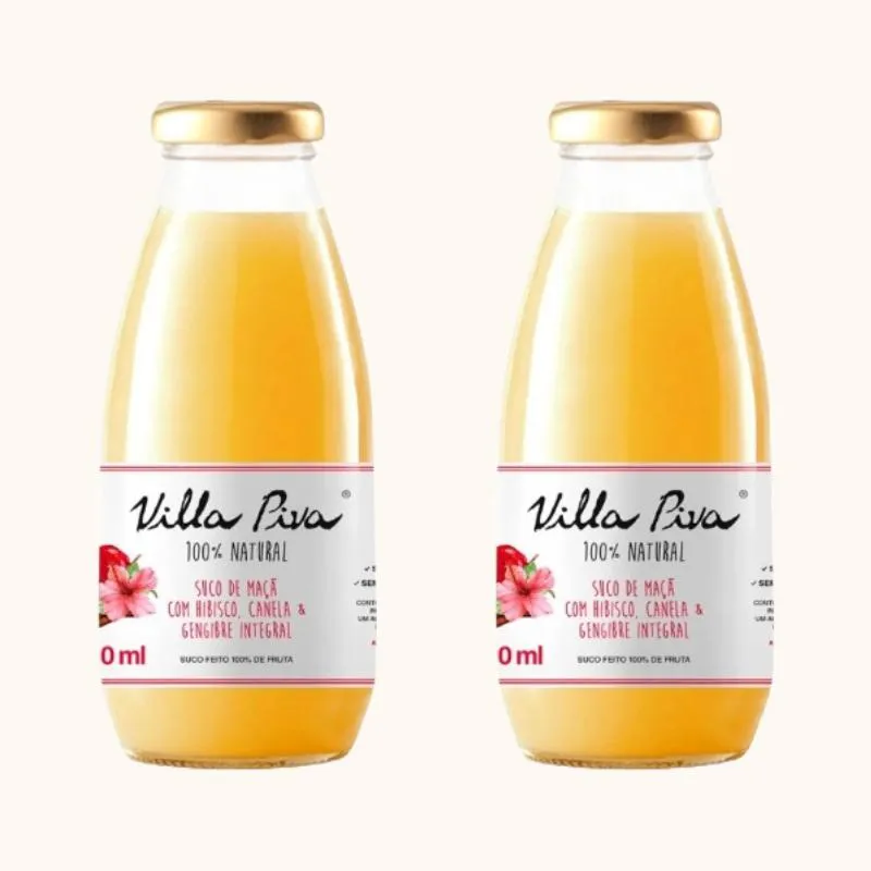 Kit 2x: Suco de Maçã com Hibisco, Canela e Gengibre Sem Açúcar Villa Piva 300ml