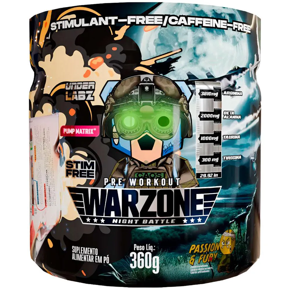 PRE TREINO WARZONE NIGTH BATTLE PASSION FURY SEM CAFEíNA (360G) - UNDER LABZ