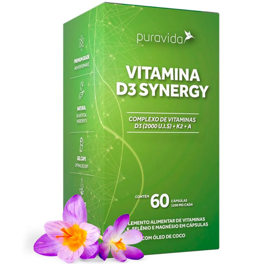 Vitamina D3 Synergy + Vit K2 (60 Capsulas) - Pura Vida