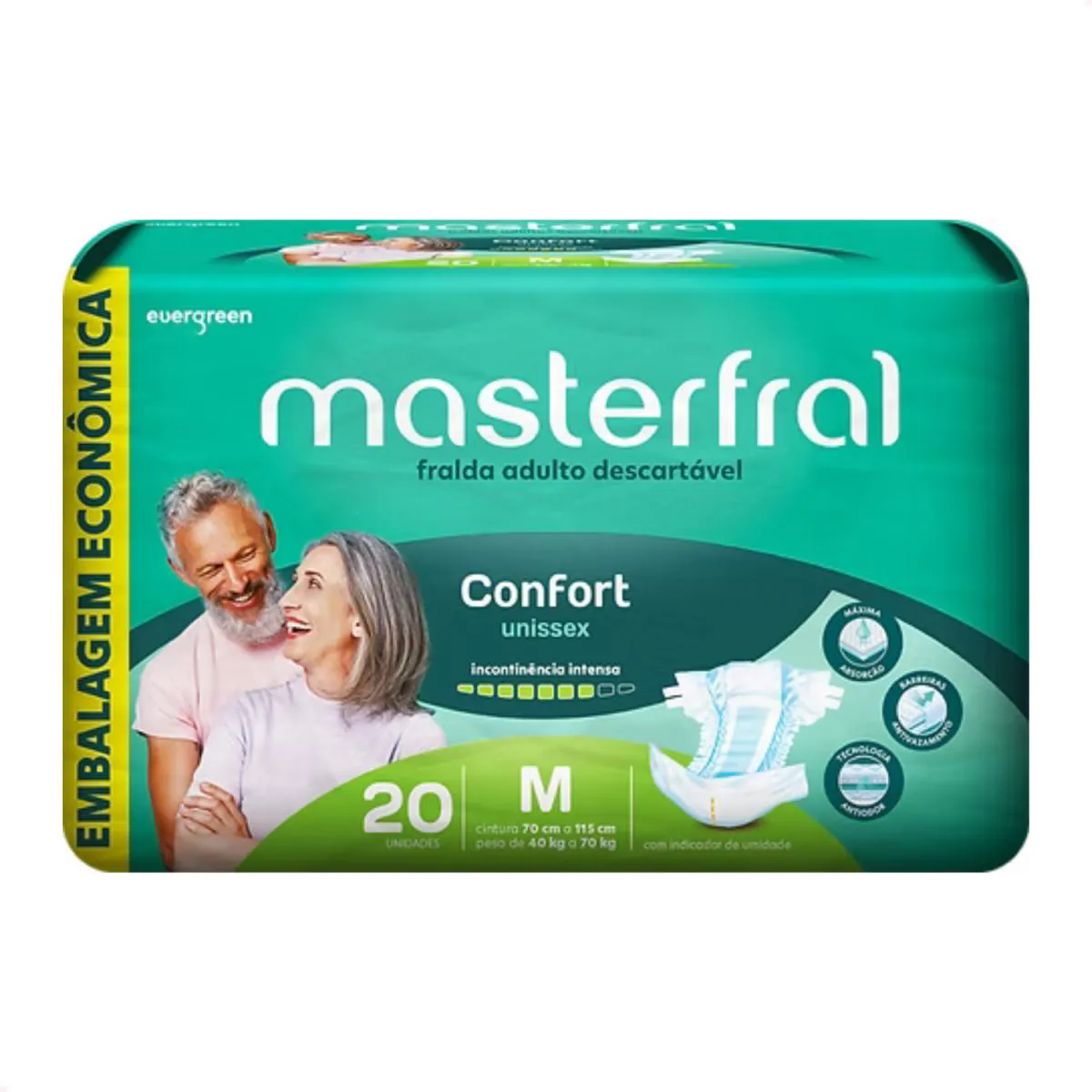 Masterfral Confort Media Fralda Geriátrica Adulto com 20 Und