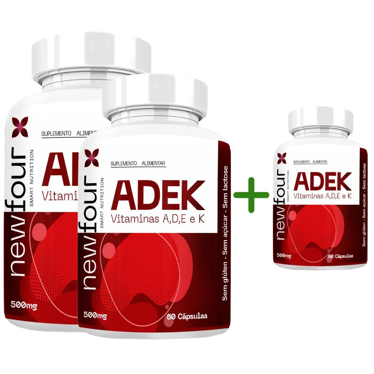 Adek Vitaminas A, D , e , K Kit Compre 2 Leve 3 com Total de 180 Capsulas