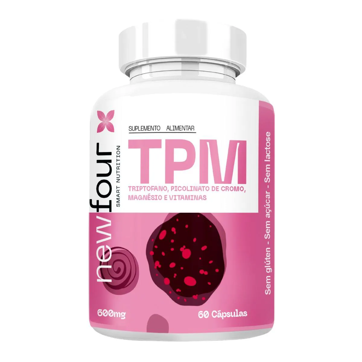 Triptofano + Picolinato de Cromo + Bisglicinato de Magnésio + Vitamina B6 + Inositol 60 cápsulas