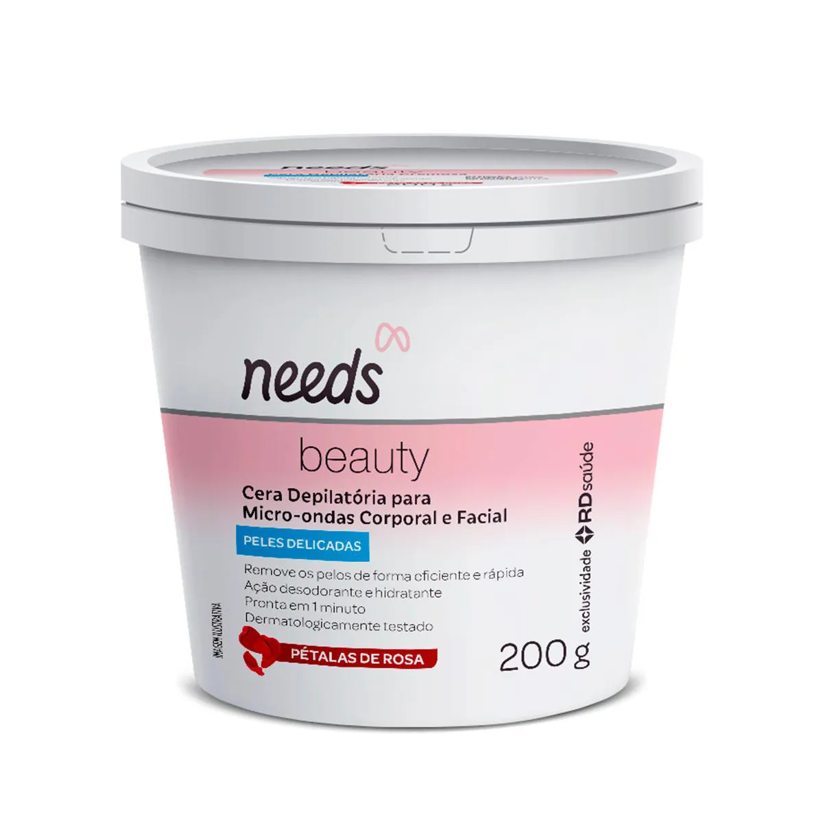 Cera Depilatória de Microondas Needs Beauty Facial e Corporal Peles Delicadas 200g