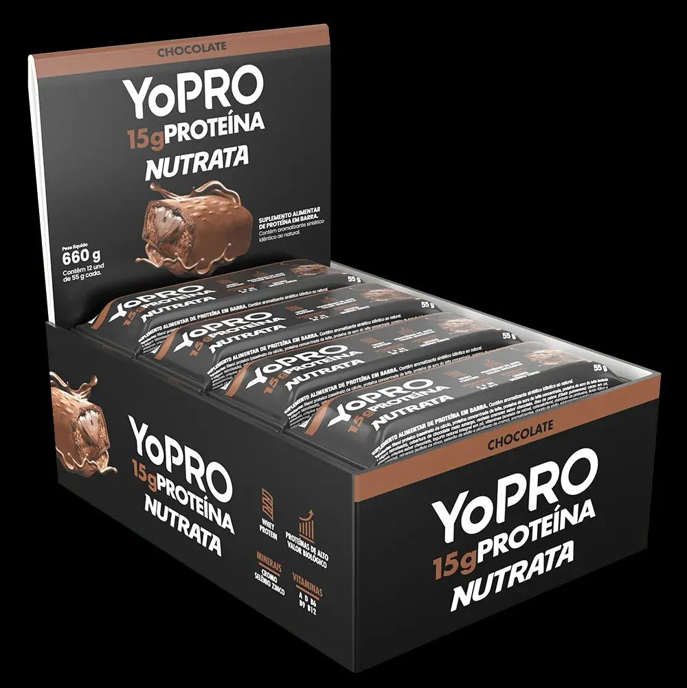 Barra Yopro Sabor Chocolate Display 12 Unidades