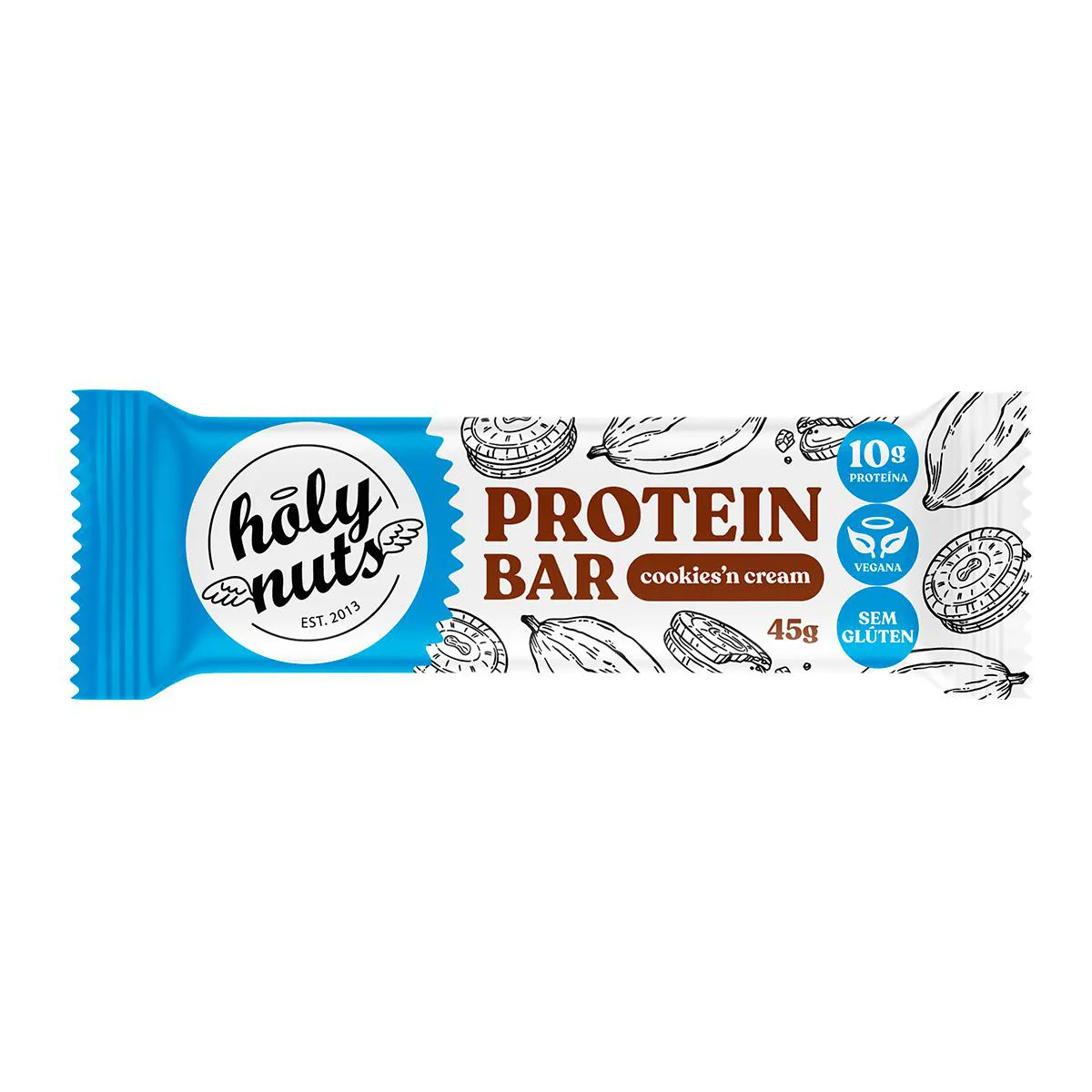 Barra de Proteína Vegana Holy Nuts Cookies’N’Cream 45g