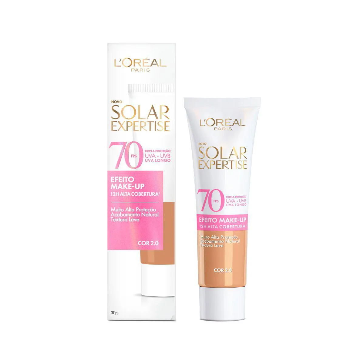 Protetor Solar Facial L’Oréal Paris Solar Expertise Efeito Make Up FPS 70 Cor 2.0 Proteção e Acabamento Maquiado 30g