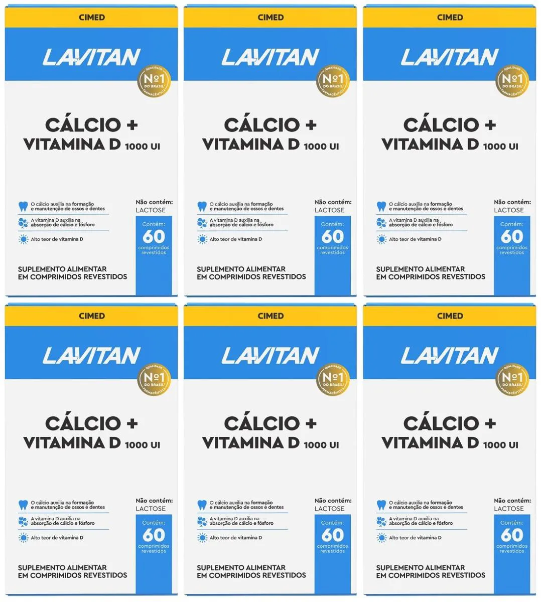 Kit 6 Lavitan Cálcio + Vitamina D 1.000 UI com 60cpr - Cimed