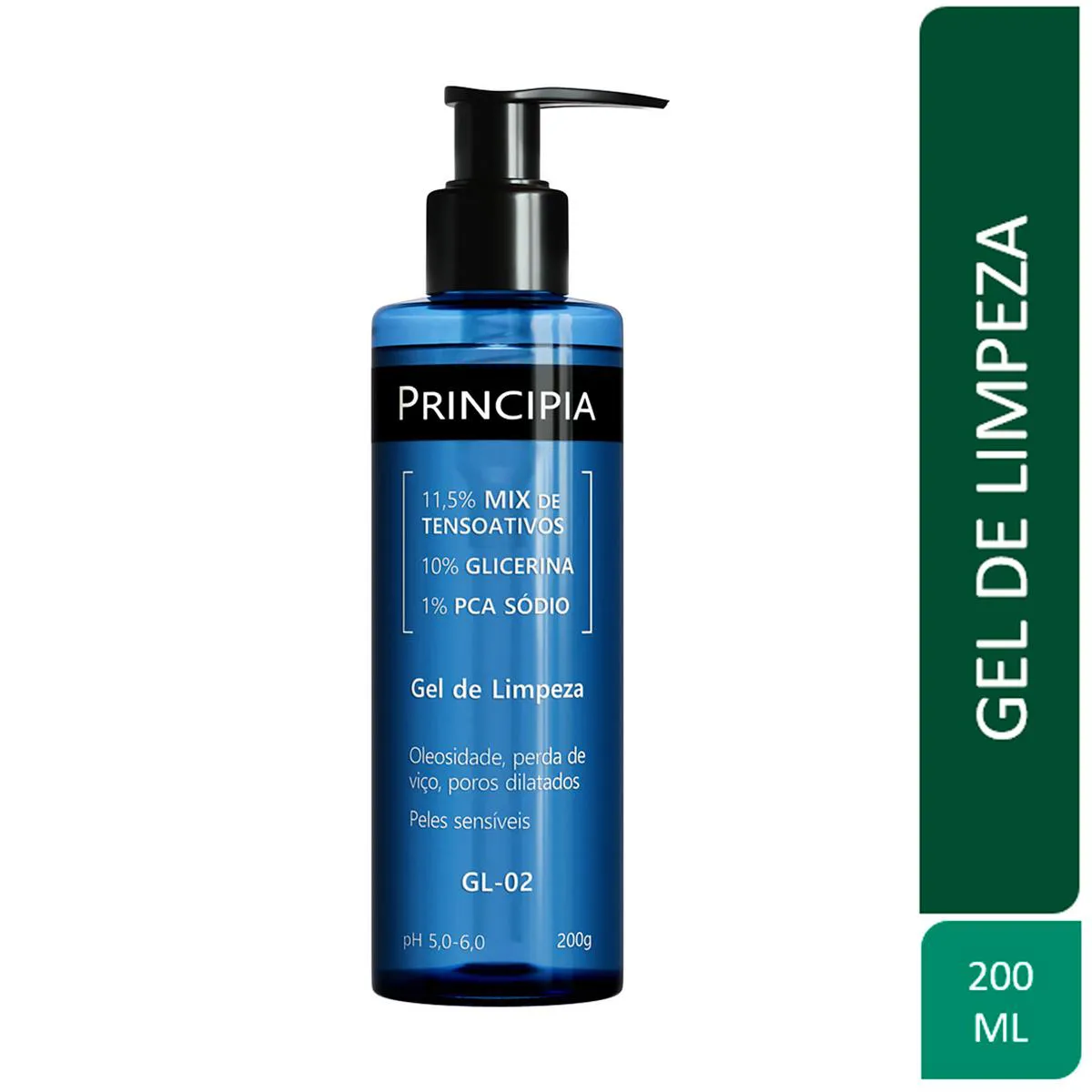 Kit Facial Principia Skincare Gel de Limpeza Suave GL-02 200ml + Protetor Solar PS-01 FPS 60 40ml + Sérum Anti-Idade Mix-02 30ml
