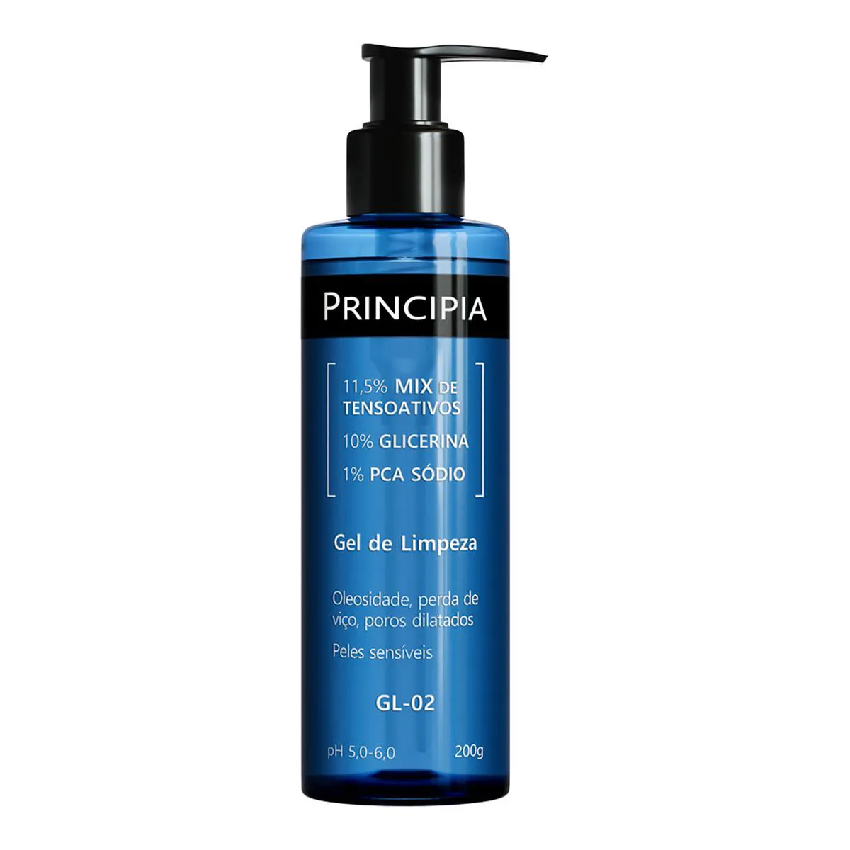 Kit Facial Principia Skincare Gel de Limpeza Suave GL-02 200ml + Protetor Solar PS-01 FPS 60 40ml + Sérum Anti-Idade Mix-02 30ml