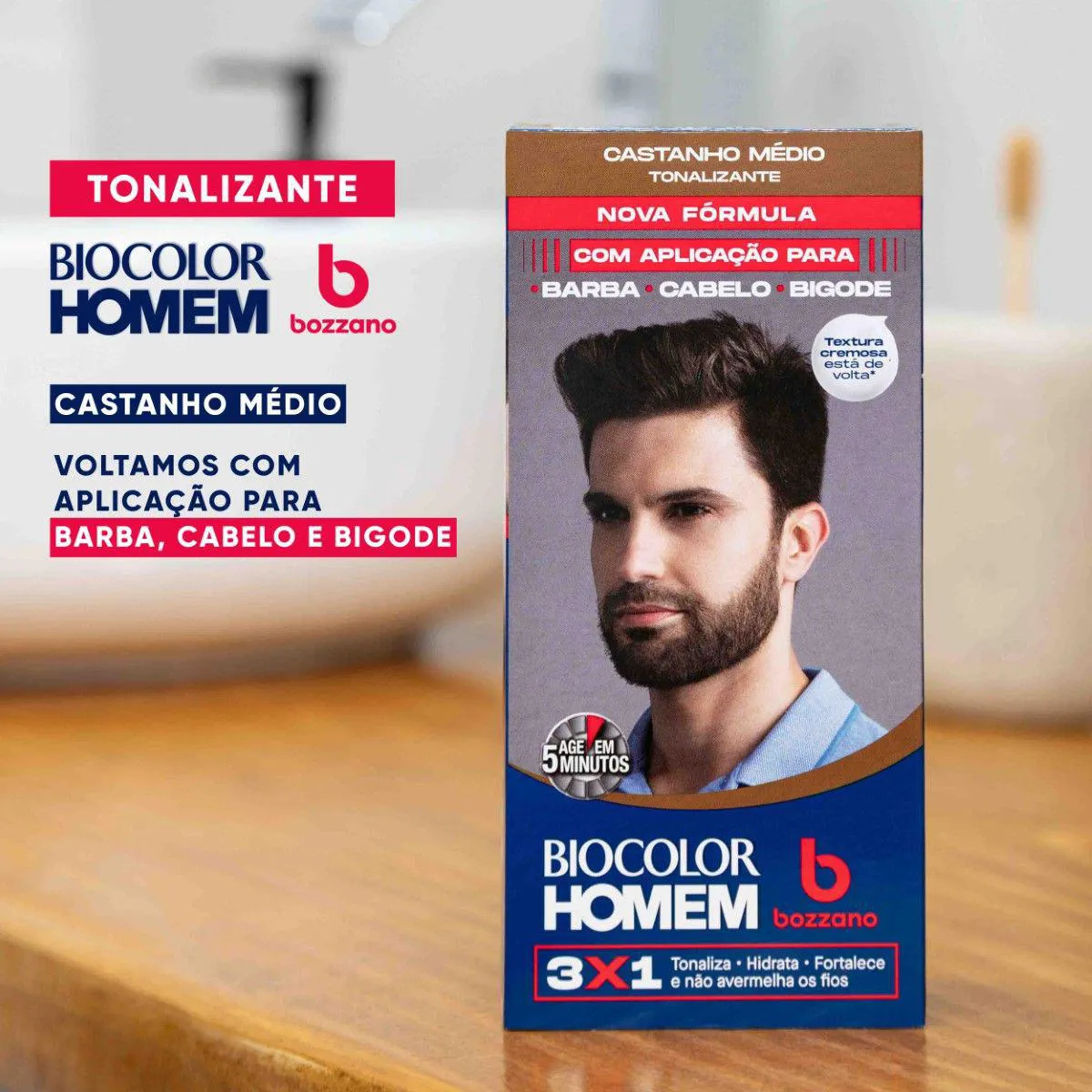 Tonalizante de Cabelo Biocolor Homem Bozzano - Castanho Médio