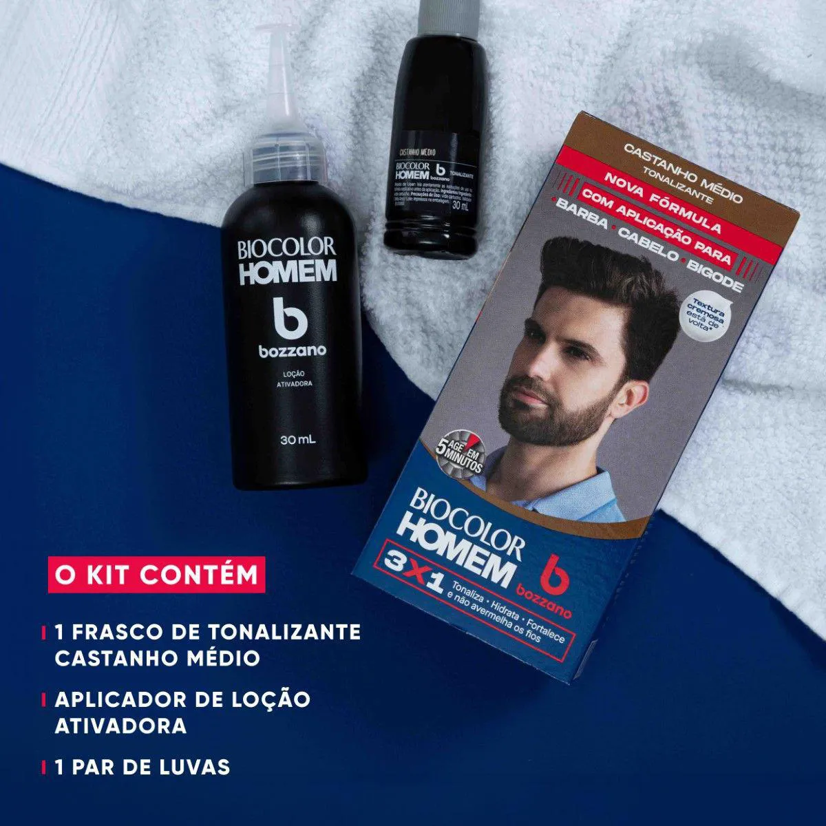 Tonalizante de Cabelo Biocolor Homem Bozzano - Castanho Médio