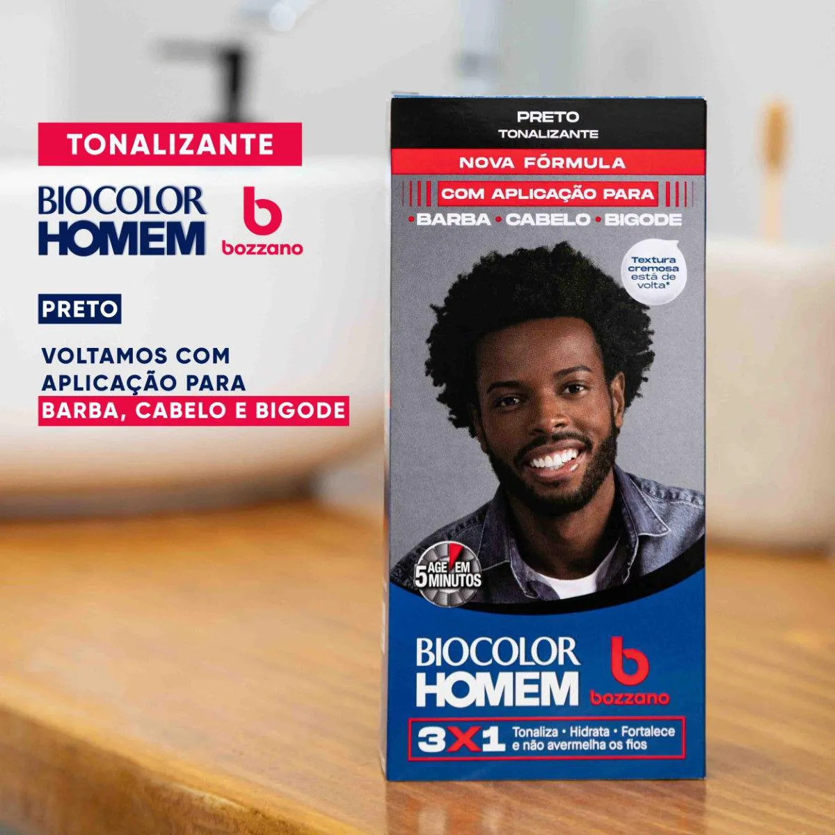 Tonalizante de Cabelo Biocolor Homem Bozzano - Preto