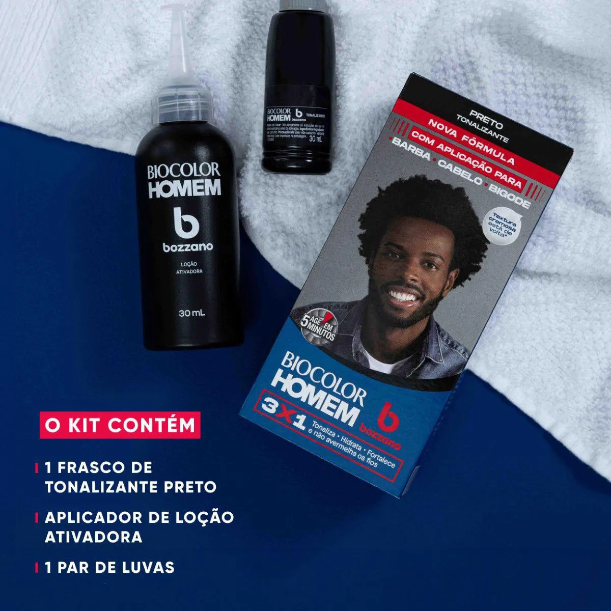 Tonalizante de Cabelo Biocolor Homem Bozzano - Preto