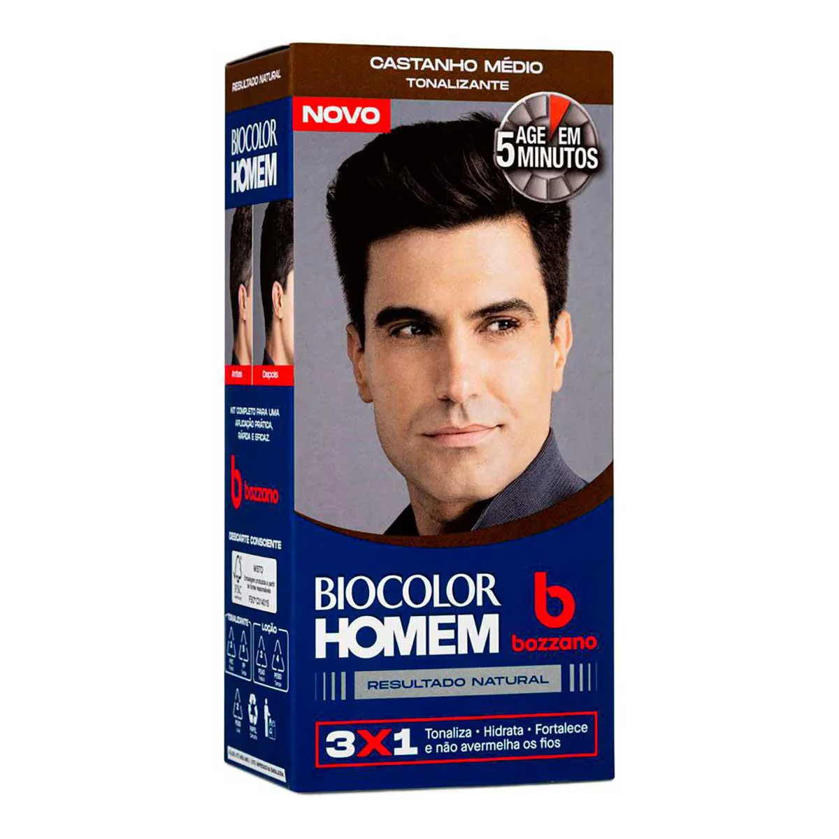 Tonalizante de Cabelo Biocolor Homem Bozzano - Castanho Médio