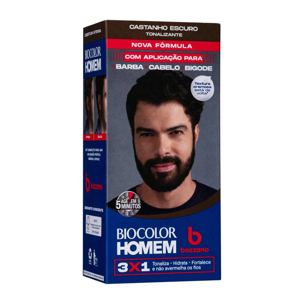 Coloraçao Biocolor Homem Bozzano Castanho Medio - Kit C / 2un