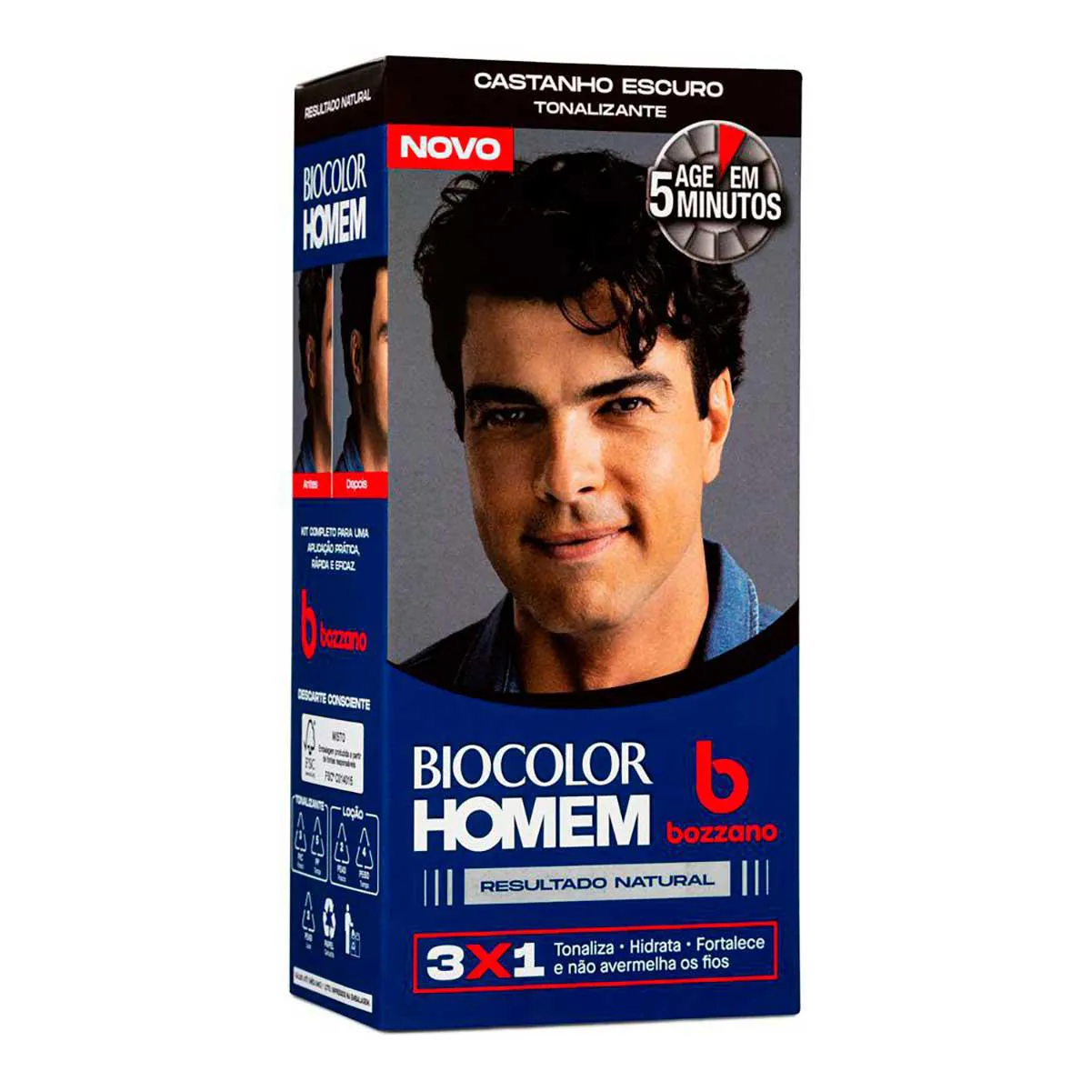 Tonalizante de Cabelo Biocolor Homem Bozzano - Castanho Escuro