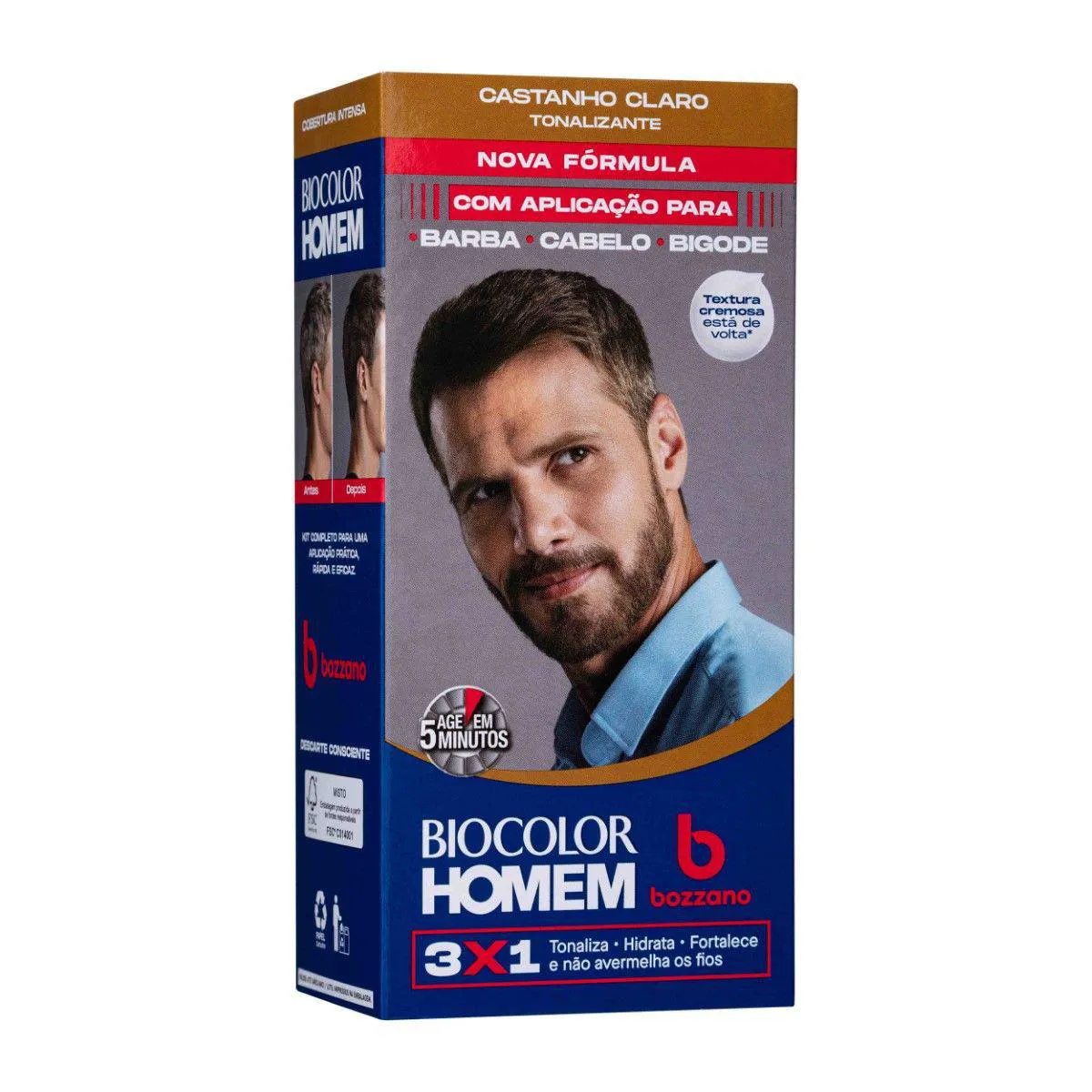 Coloraçao Biocolor Homem Bozzano Preto - Kit C / 6un
