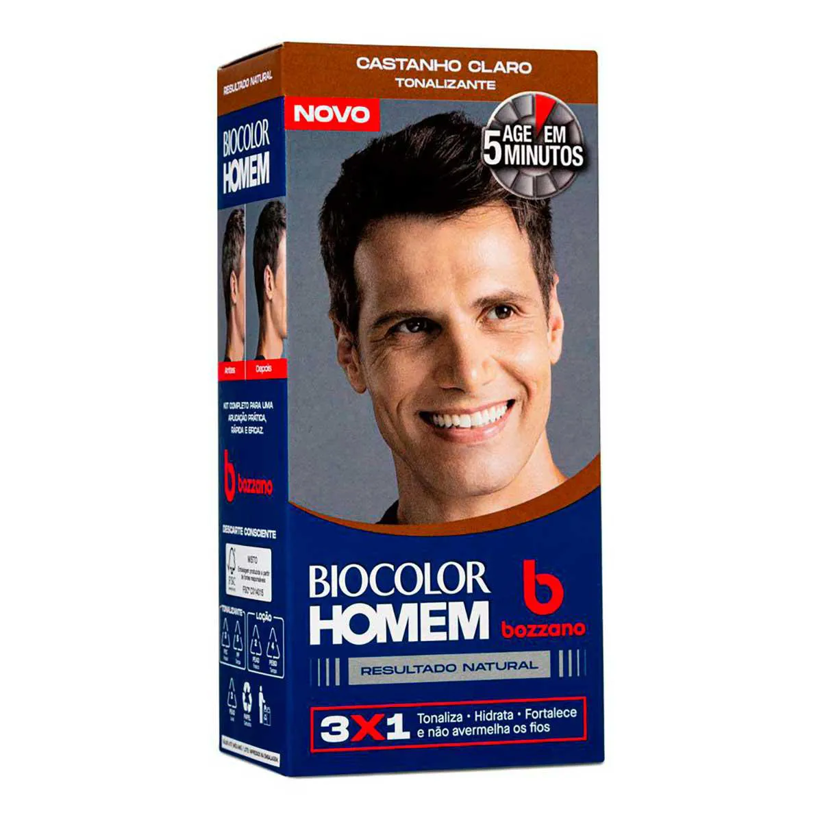 Tonalizante de Cabelo Biocolor Homem Bozzano - Castanho Claro