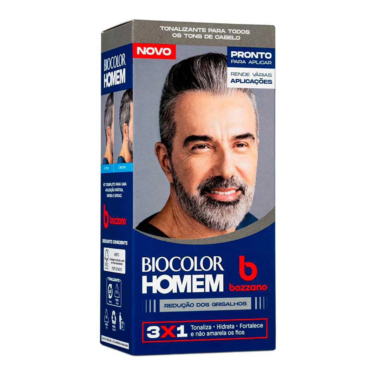 Tonalizante de Cabelo Biocolor Homem Bozzano - Redução dos Grisalhos