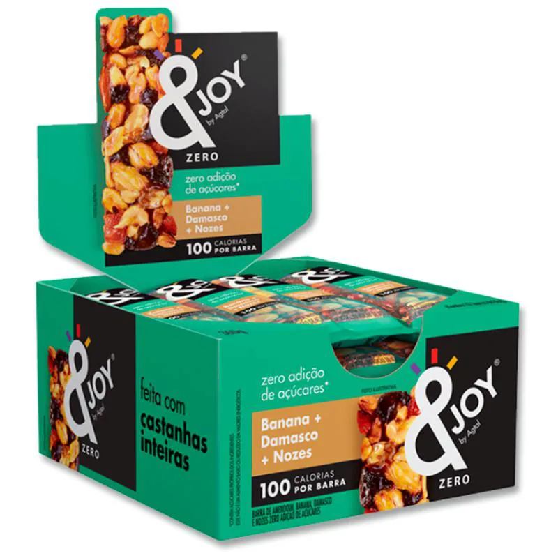 Barra Zero Açúcar Banana + Damasco E Nozes Display 12uni De 25g - &joy