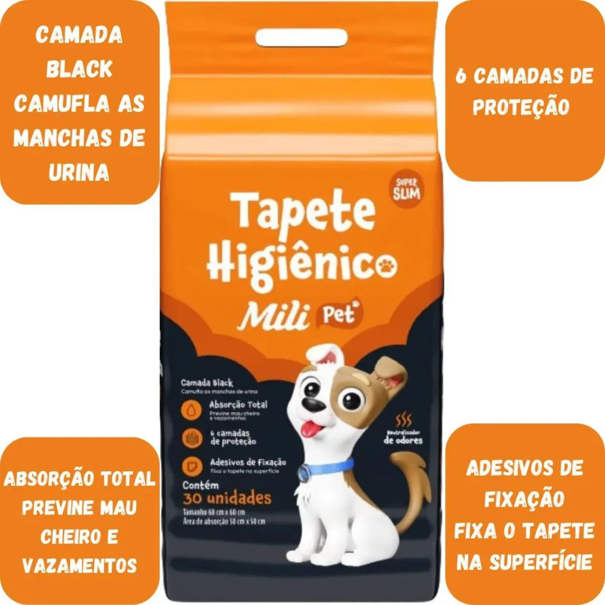 2 Un Tapete Higienico Pet Mili Neutralizador de Odores 30 Un