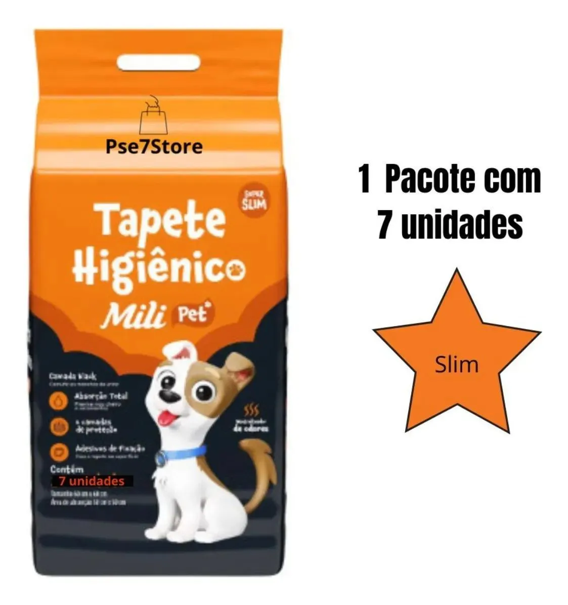 6 Un Tapete Higiênico Pet Super Slin Mili com 7un