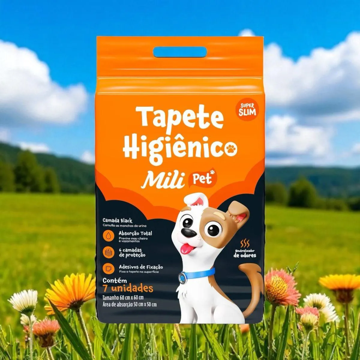 6 Un Tapete Higiênico Pet Super Slin Mili com 7un